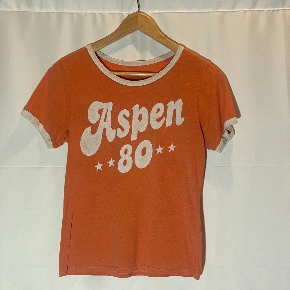 Orange Ringer Women's Tee "Aspen 80" by Brew City Cotton Size Small